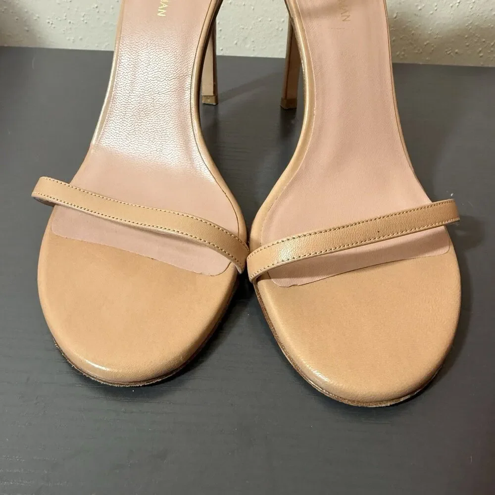 Stuart Weitzman Nudistsong Ankle-Strap Open-Toe Heels Sz 8
